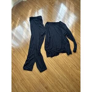 In'Voland Women's Size 20w Black 2-Piece Outfit LS Shirt Pants Lounge Sleep